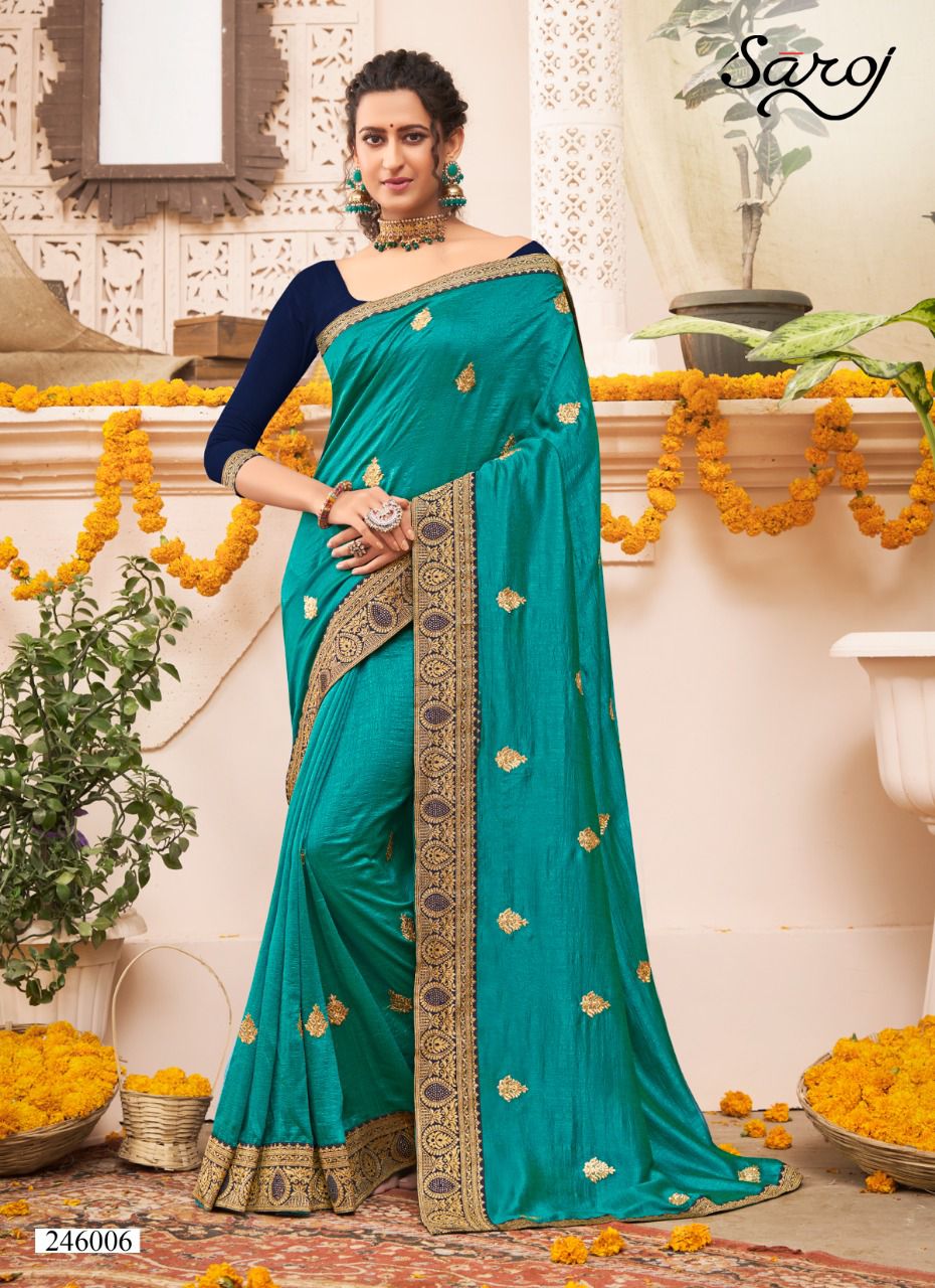 Saroj Pankhi Festive Wear Vichitra Silk Saree Collection