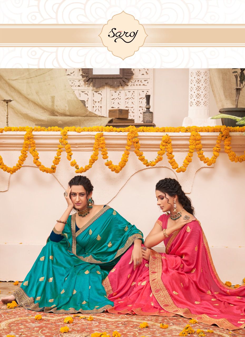 Saroj Pankhi Festive Wear Vichitra Silk Saree Collection