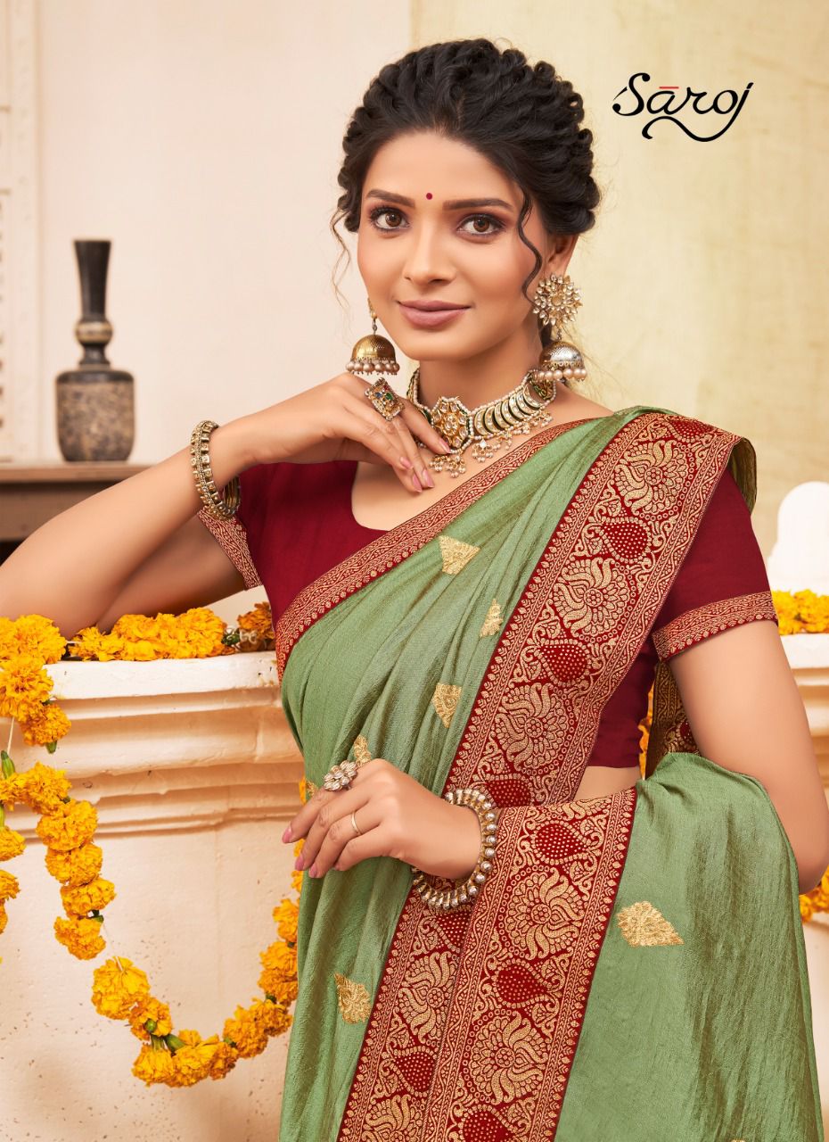Saroj Pankhi Festive Wear Vichitra Silk Saree Collection
