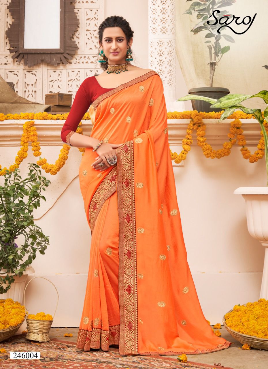 Saroj Pankhi Festive Wear Vichitra Silk Saree Collection