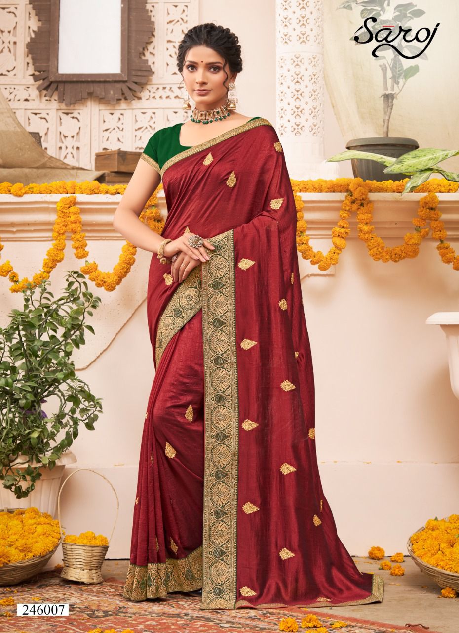 Saroj Pankhi Festive Wear Vichitra Silk Saree Collection