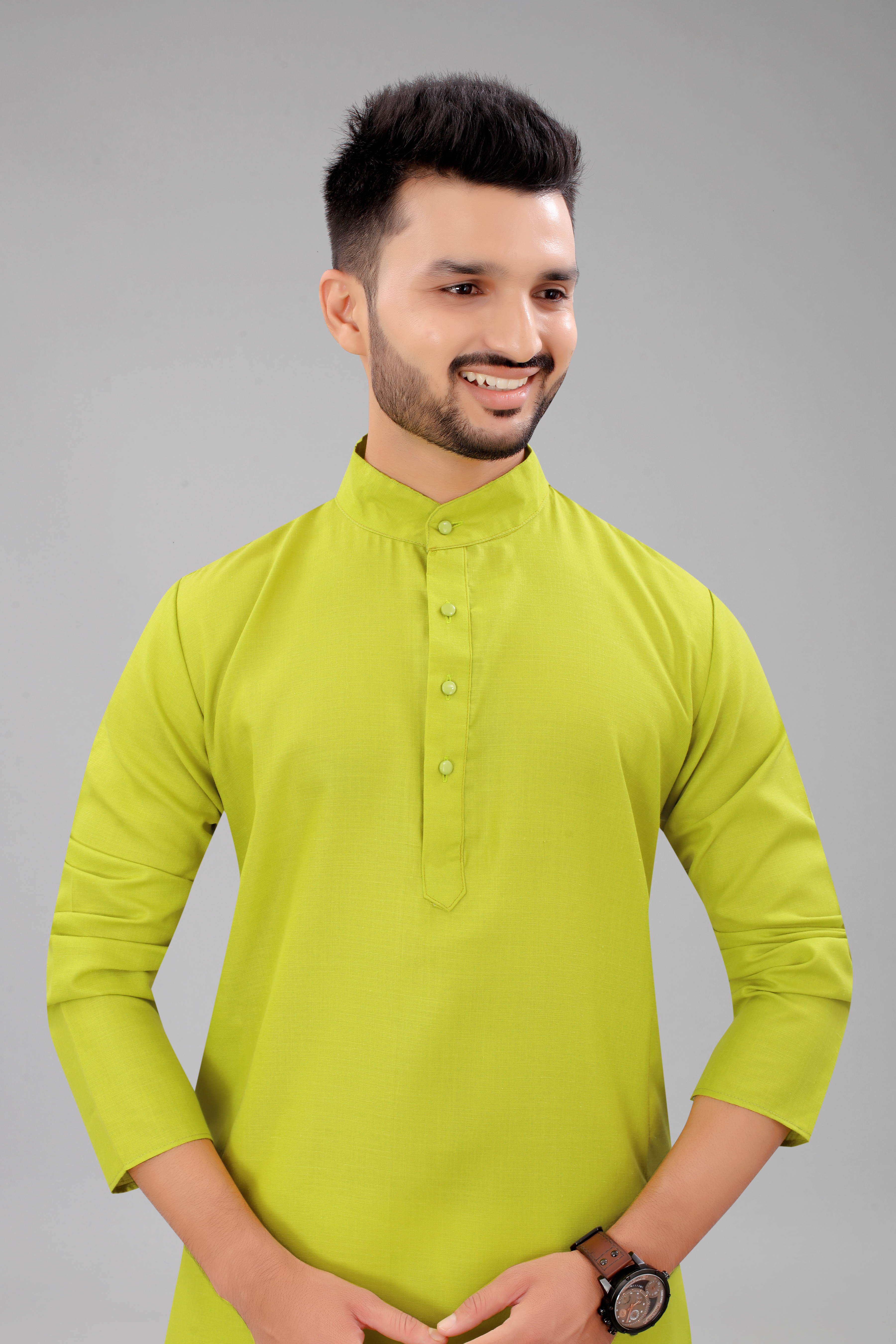 Latest Lemon Yellow Men's  Kurta With White Pajama: Buy Latest Men's Ethnic Wear Online