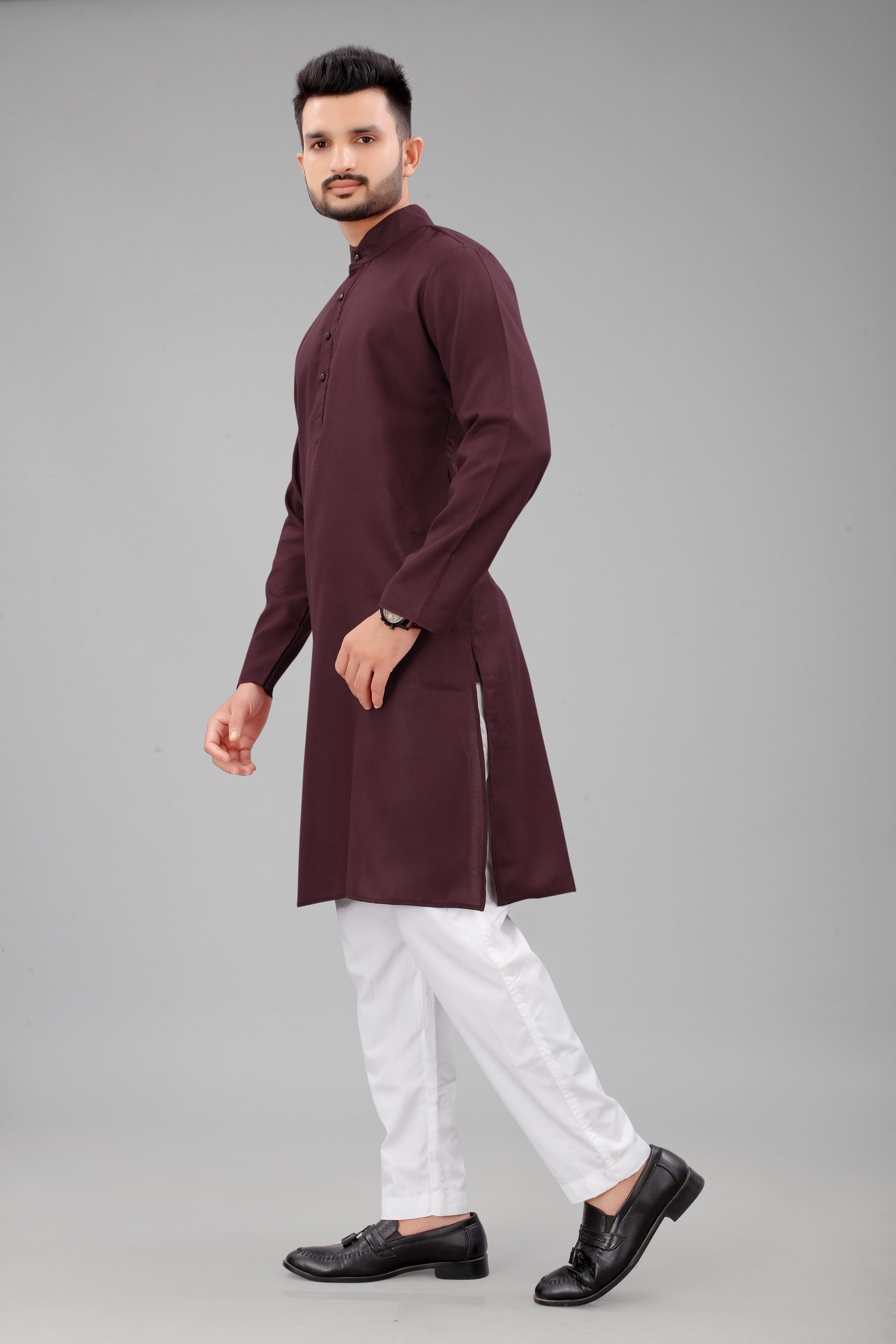 Coffee Colour Kurta With Pajama Men's Collection