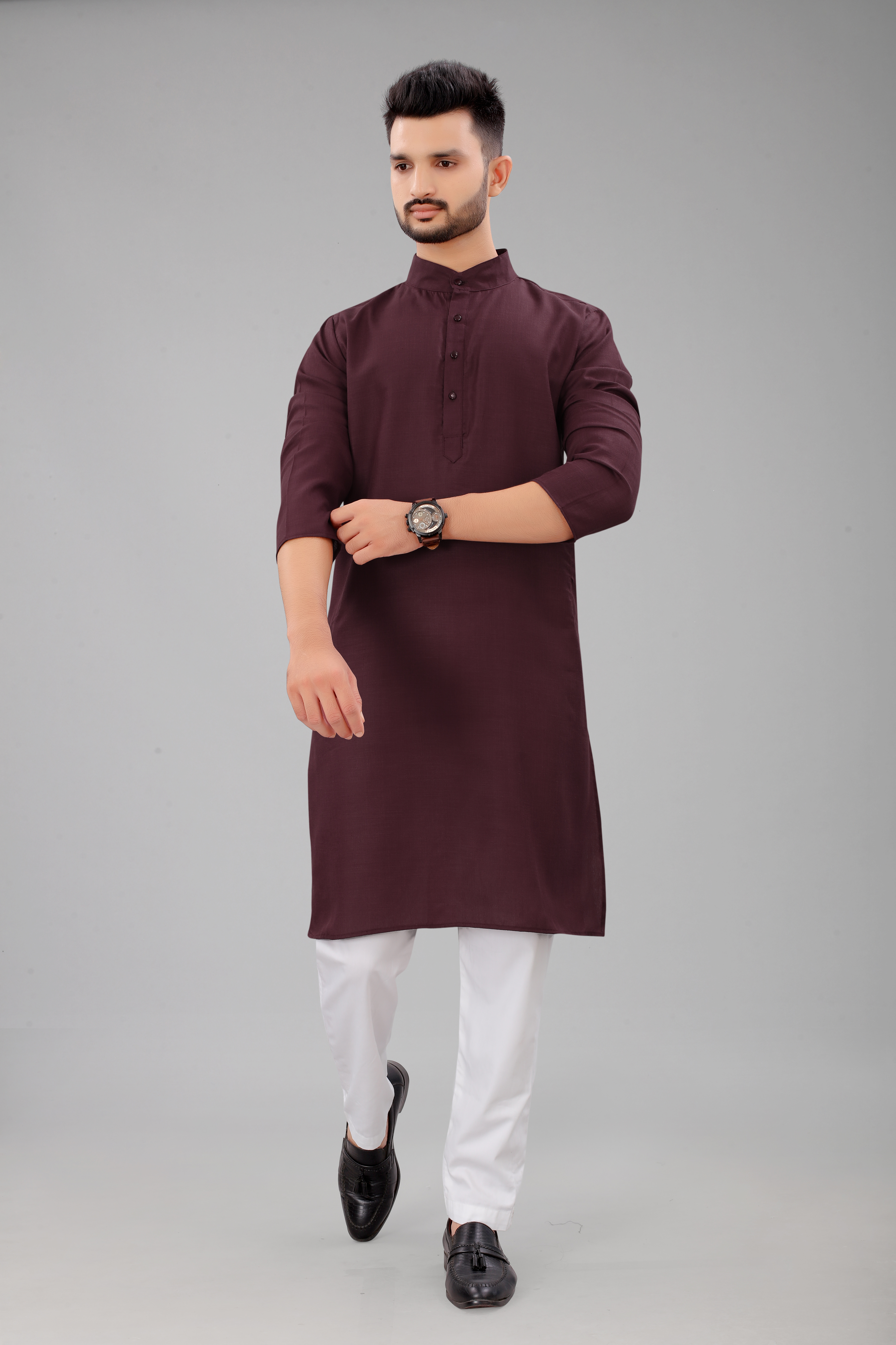 Coffee Colour Kurta With Pajama Men's Collection