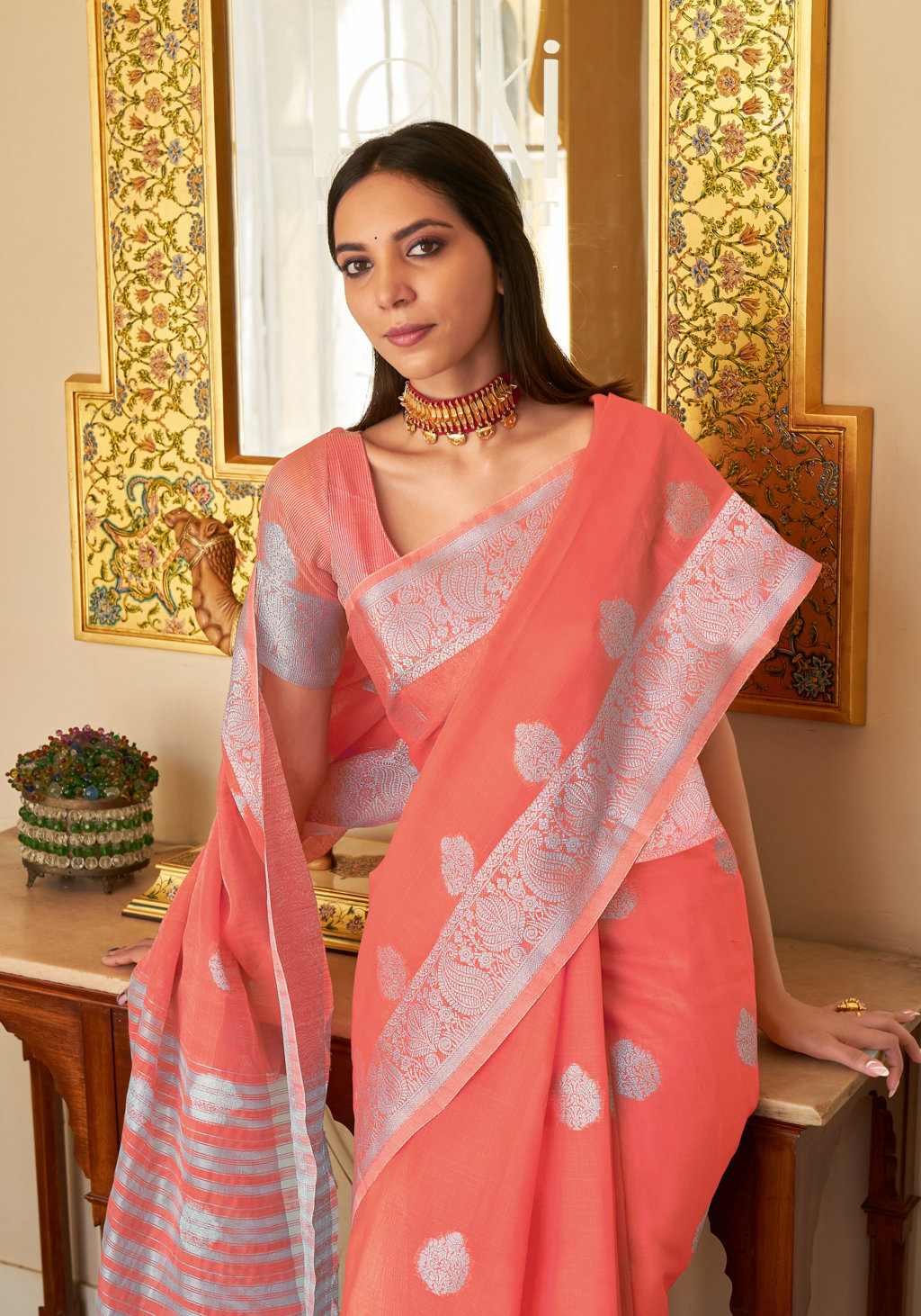 Sangam Presents Silver Screen Designer Linen Saree Catalog