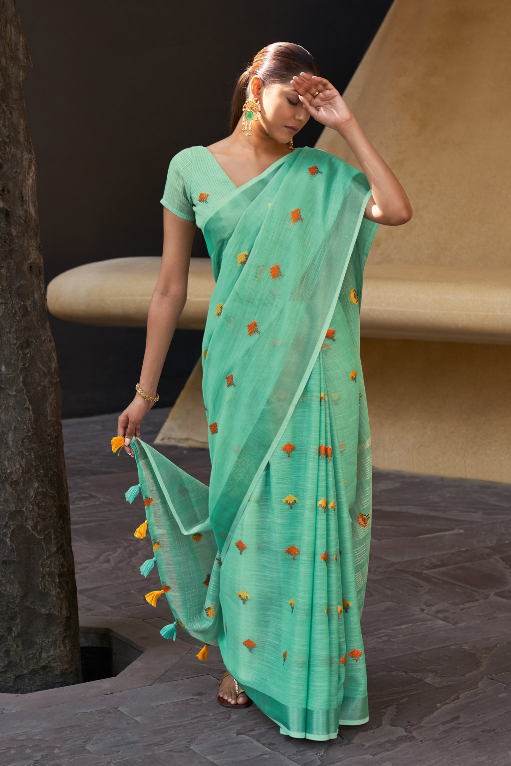 Sangam Presents Ameera Linen Sarees Collection