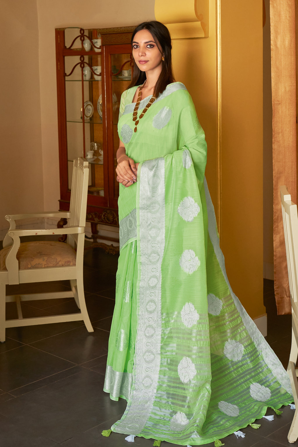 Sangam Presents Silver Screen Designer Linen Saree Catalog