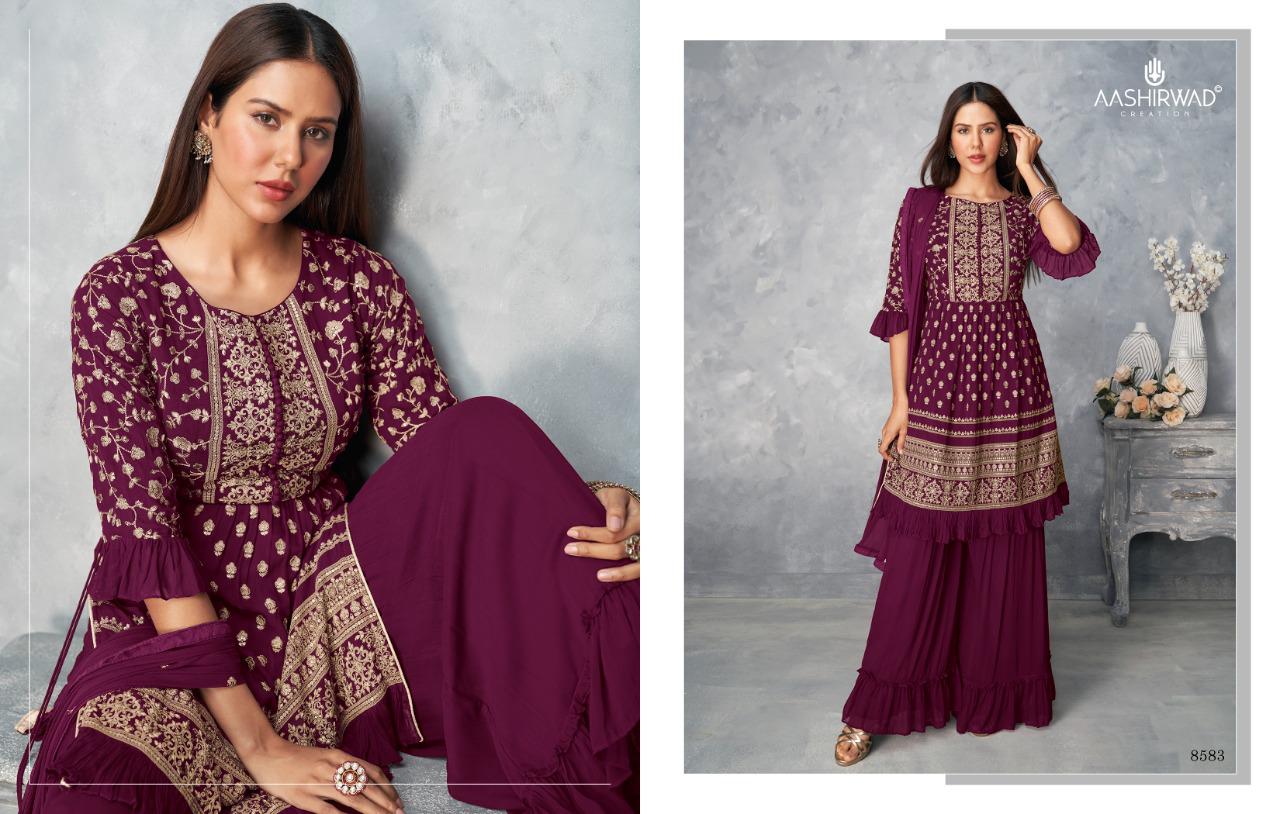 Aashirwad Satrangi 8581 Georgette Designer Salwar Suits Catalog