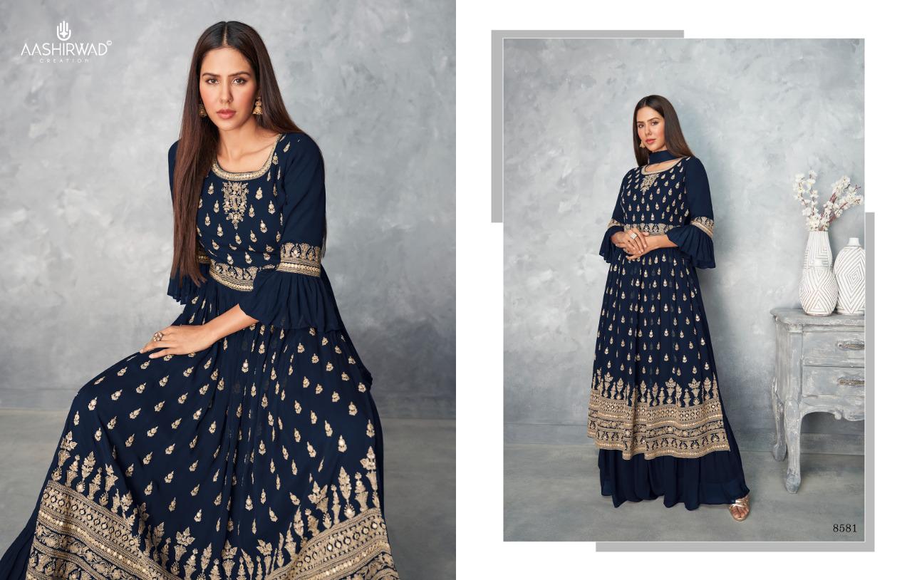 Aashirwad Satrangi 8581 Georgette Designer Salwar Suits Catalog