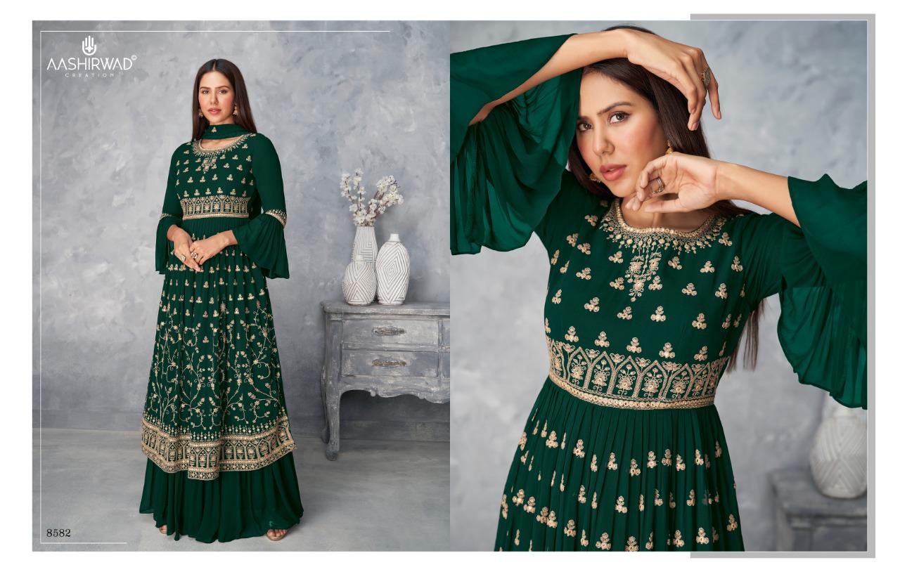 Aashirwad Satrangi 8581 Georgette Designer Salwar Suits Catalog