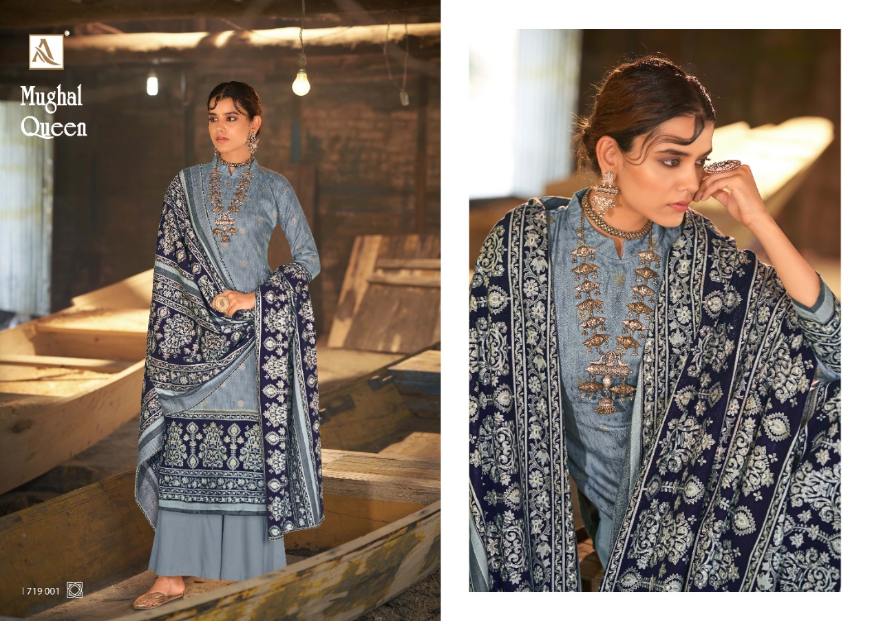 Alok  Mughal Queen Wool Pashmina  Dress Material Catalog