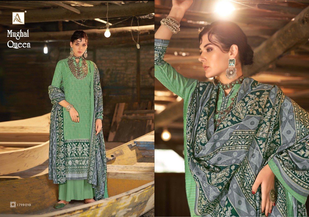 Alok  Mughal Queen Wool Pashmina  Dress Material Catalog