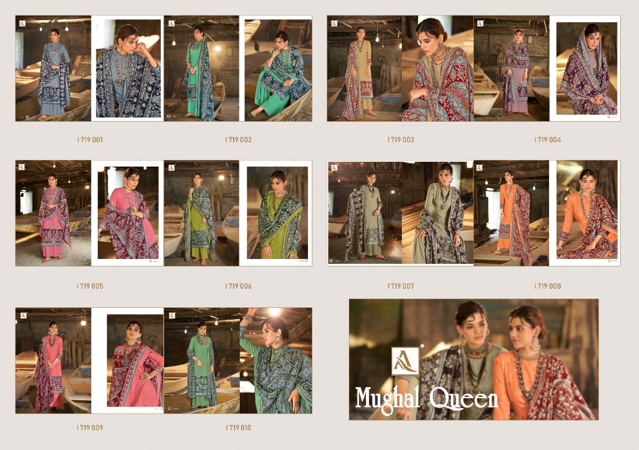 Alok  Mughal Queen Wool Pashmina  Dress Material Catalog