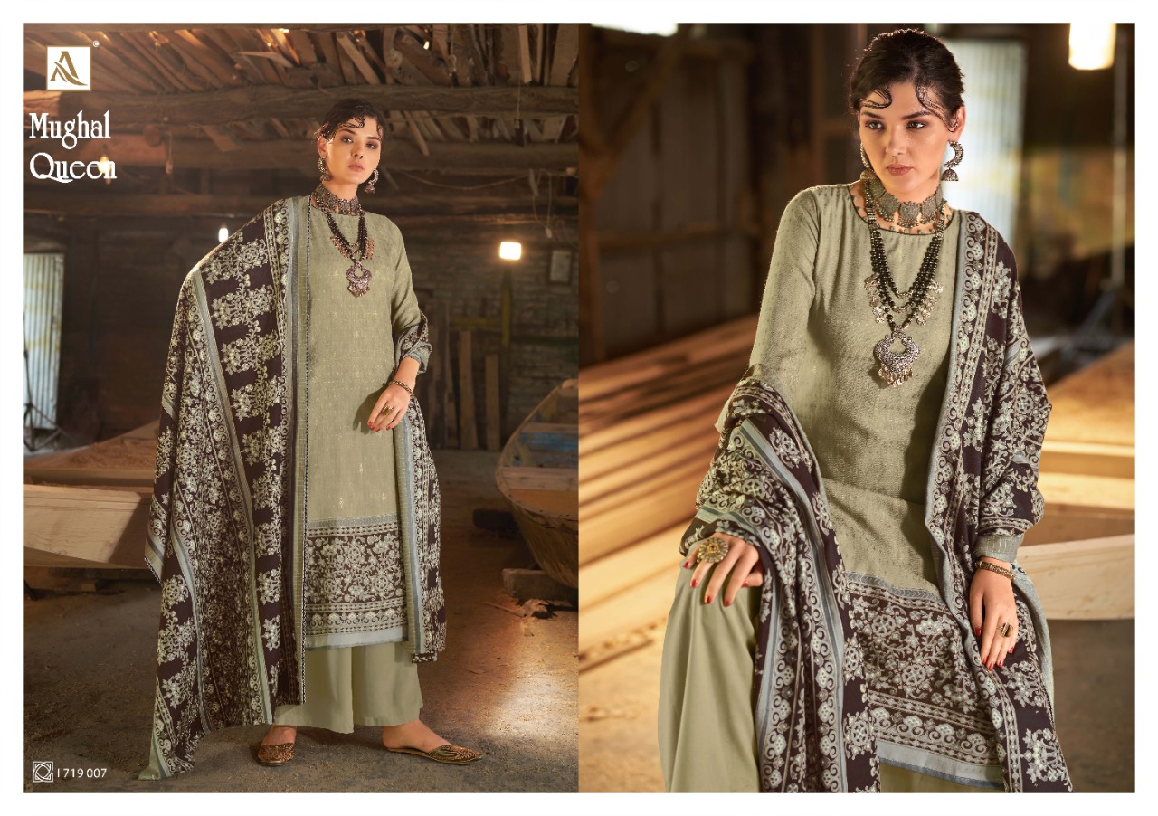 Alok  Mughal Queen Wool Pashmina  Dress Material Catalog