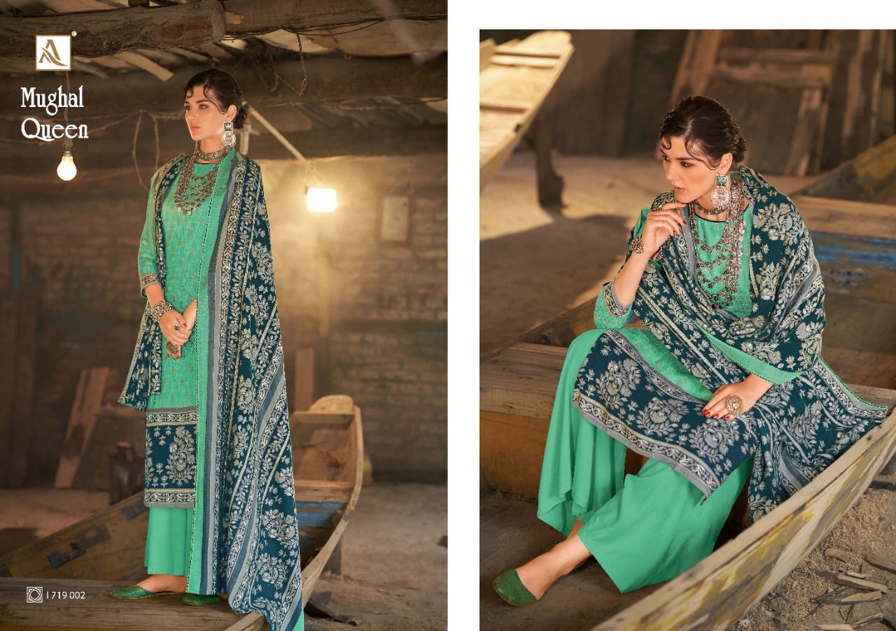 Alok  Mughal Queen Wool Pashmina  Dress Material Catalog