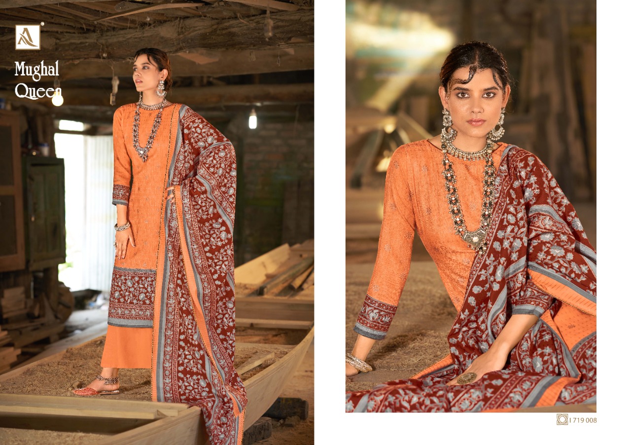 Alok  Mughal Queen Wool Pashmina  Dress Material Catalog