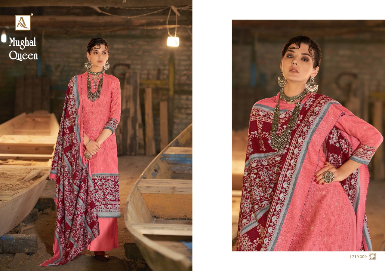 Alok  Mughal Queen Wool Pashmina  Dress Material Catalog