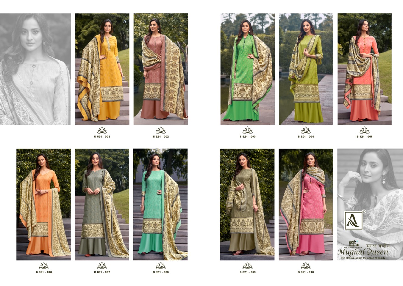 Alok Mughal Queen Vol 2  Pure Wool Pashmina Designer Winter Dress Material