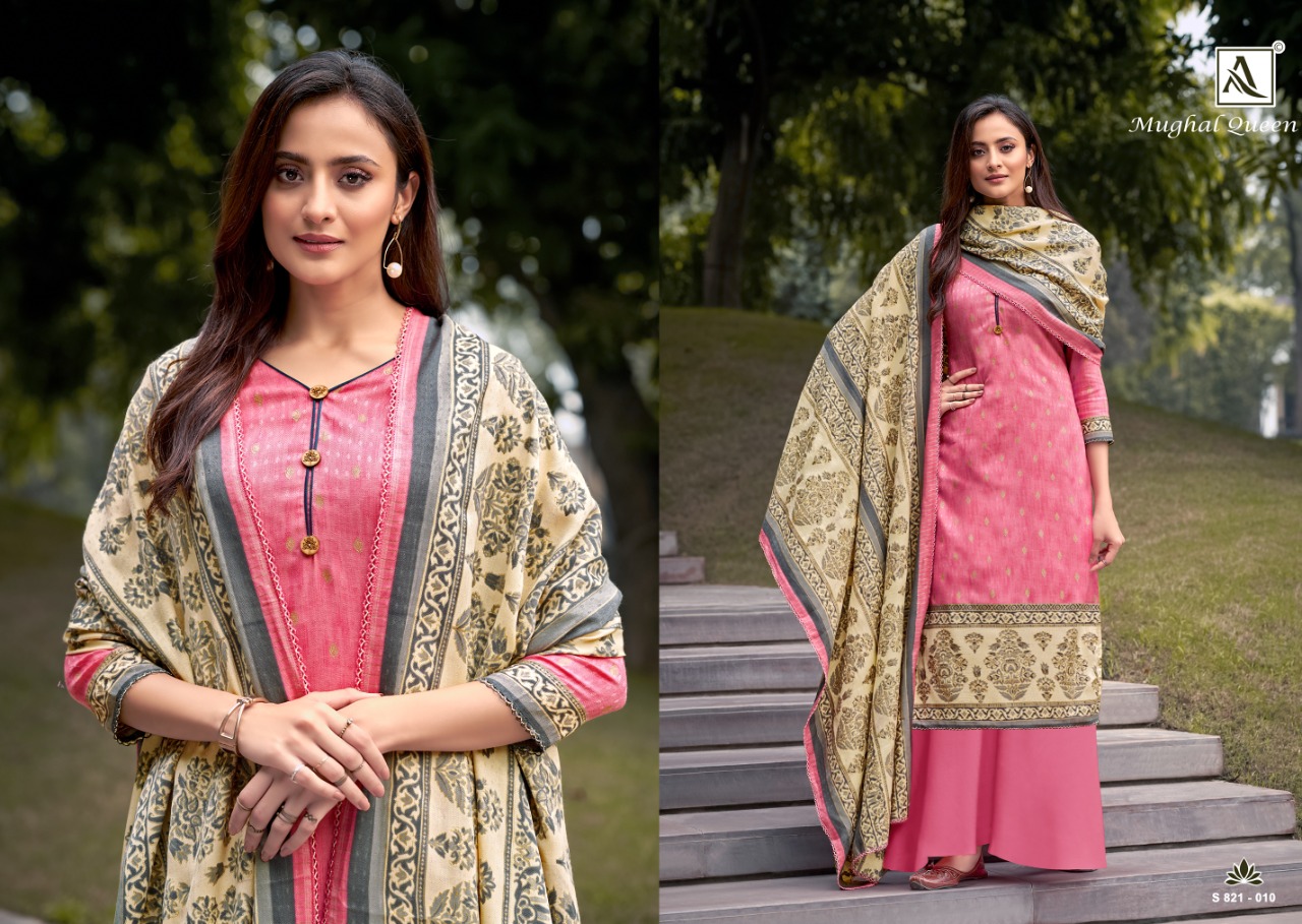 Alok Mughal Queen Vol 2  Pure Wool Pashmina Designer Winter Dress Material