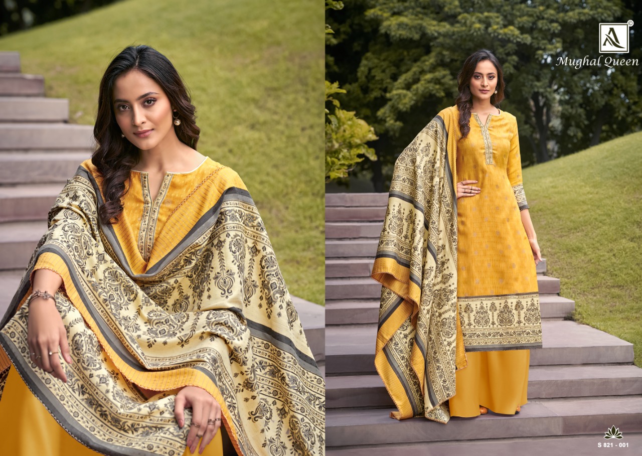Alok Mughal Queen Vol 2  Pure Wool Pashmina Designer Winter Dress Material