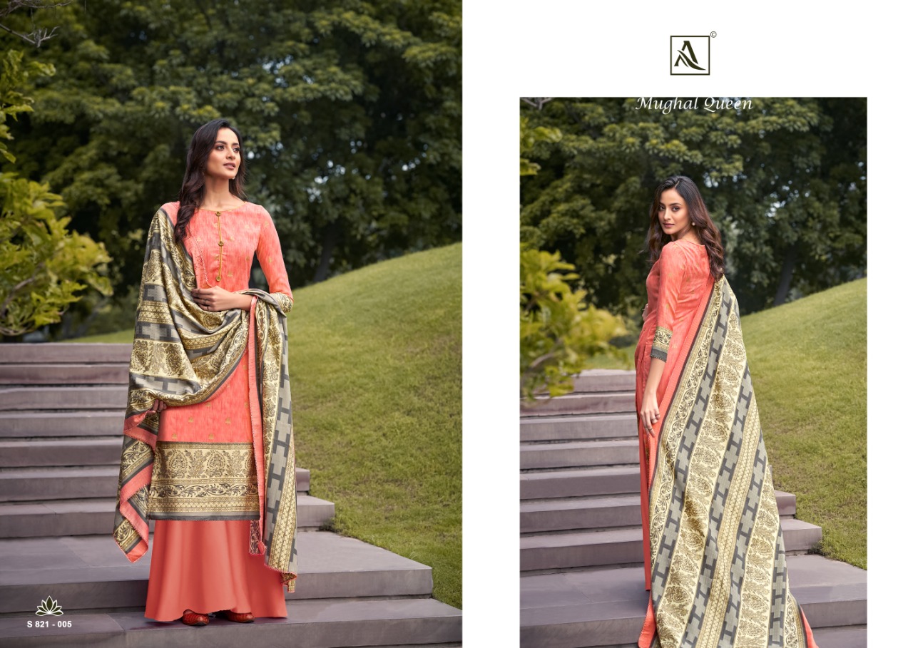 Alok Mughal Queen Vol 2  Pure Wool Pashmina Designer Winter Dress Material