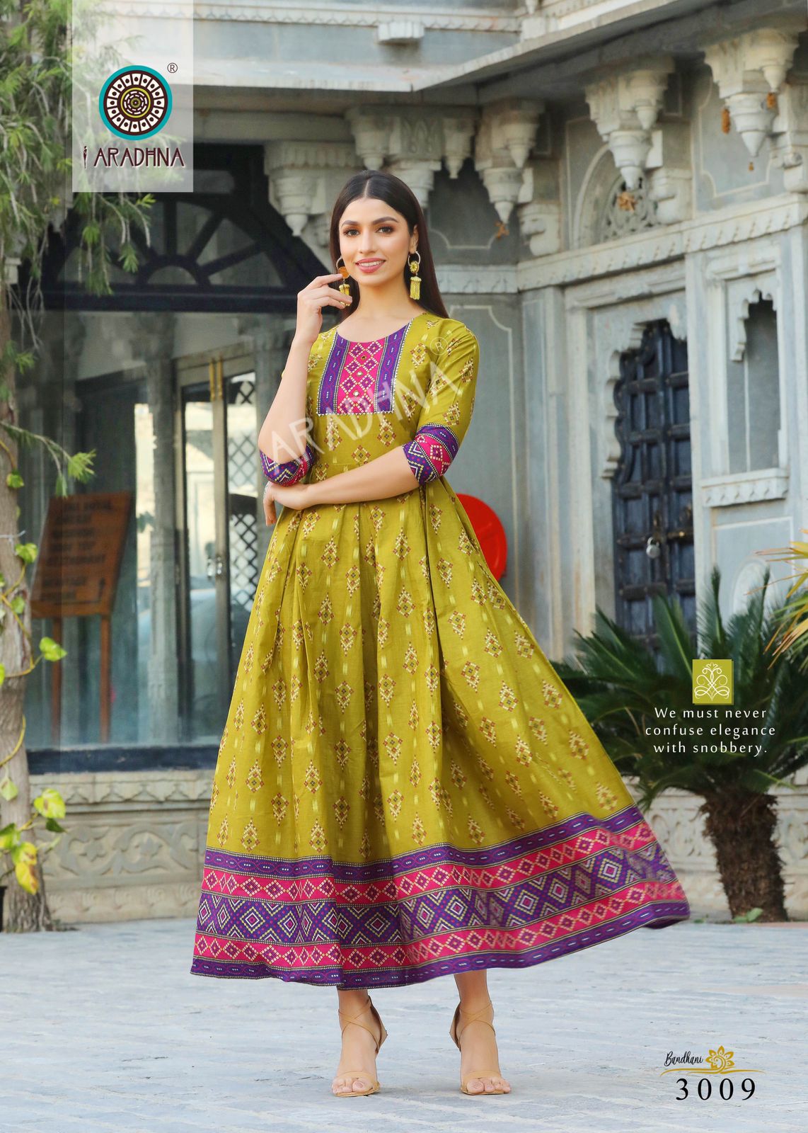 Aradhna Bandhni Vol 3 Pure Cotton Anarkali Kurtis Wholesale