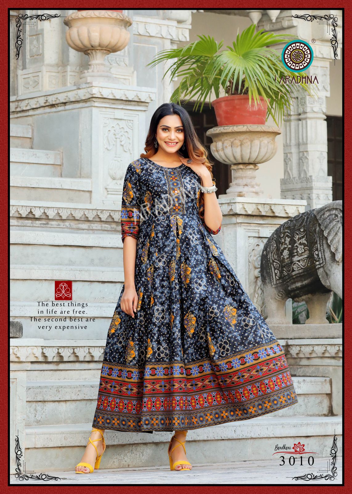 Aradhna Bandhni Vol 3 Pure Cotton Anarkali Kurtis Wholesale