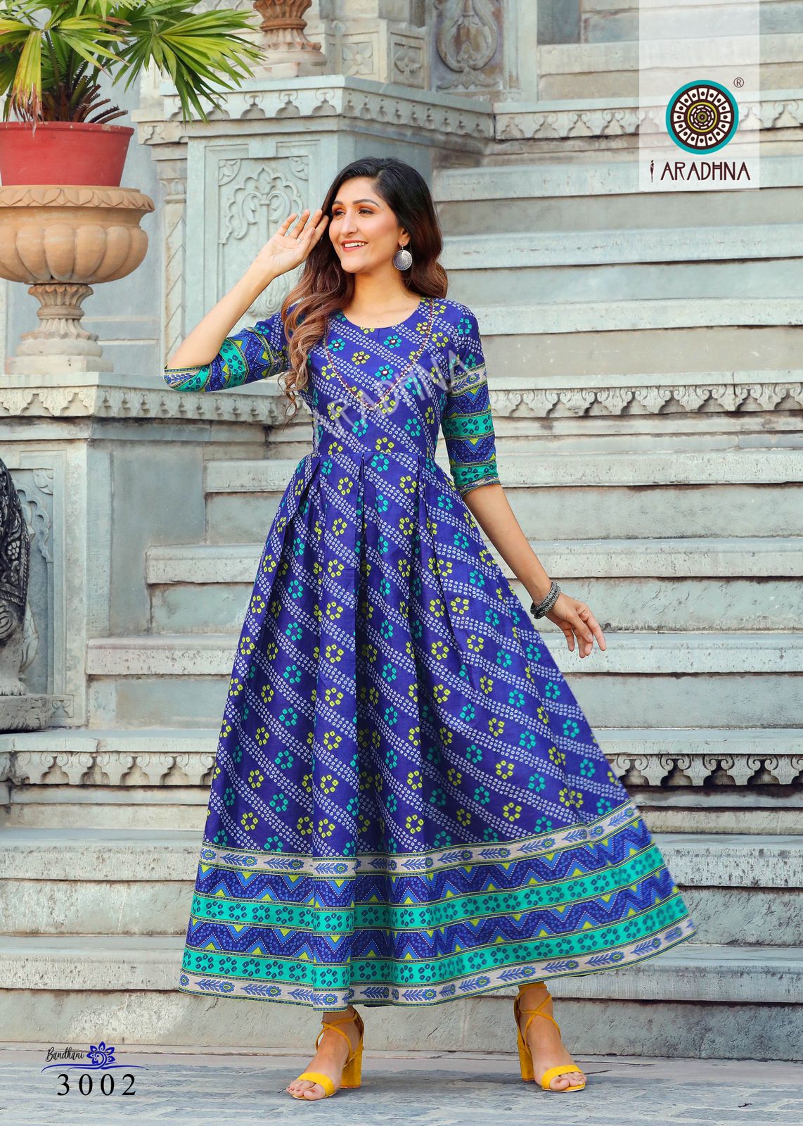 Aradhna Bandhni Vol 3 Pure Cotton Anarkali Kurtis Wholesale