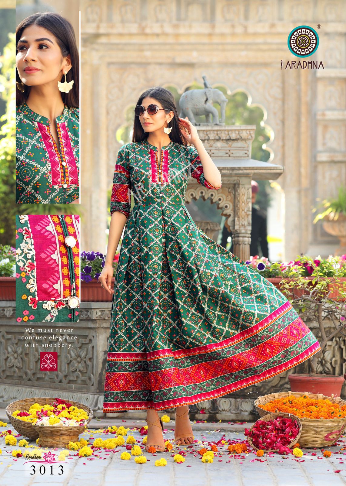 Aradhna Bandhni Vol 3 Pure Cotton Anarkali Kurtis Wholesale