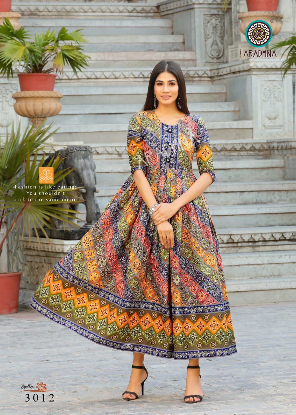 Aradhna Bandhni Vol 3 Pure Cotton Anarkali Kurtis Wholesale