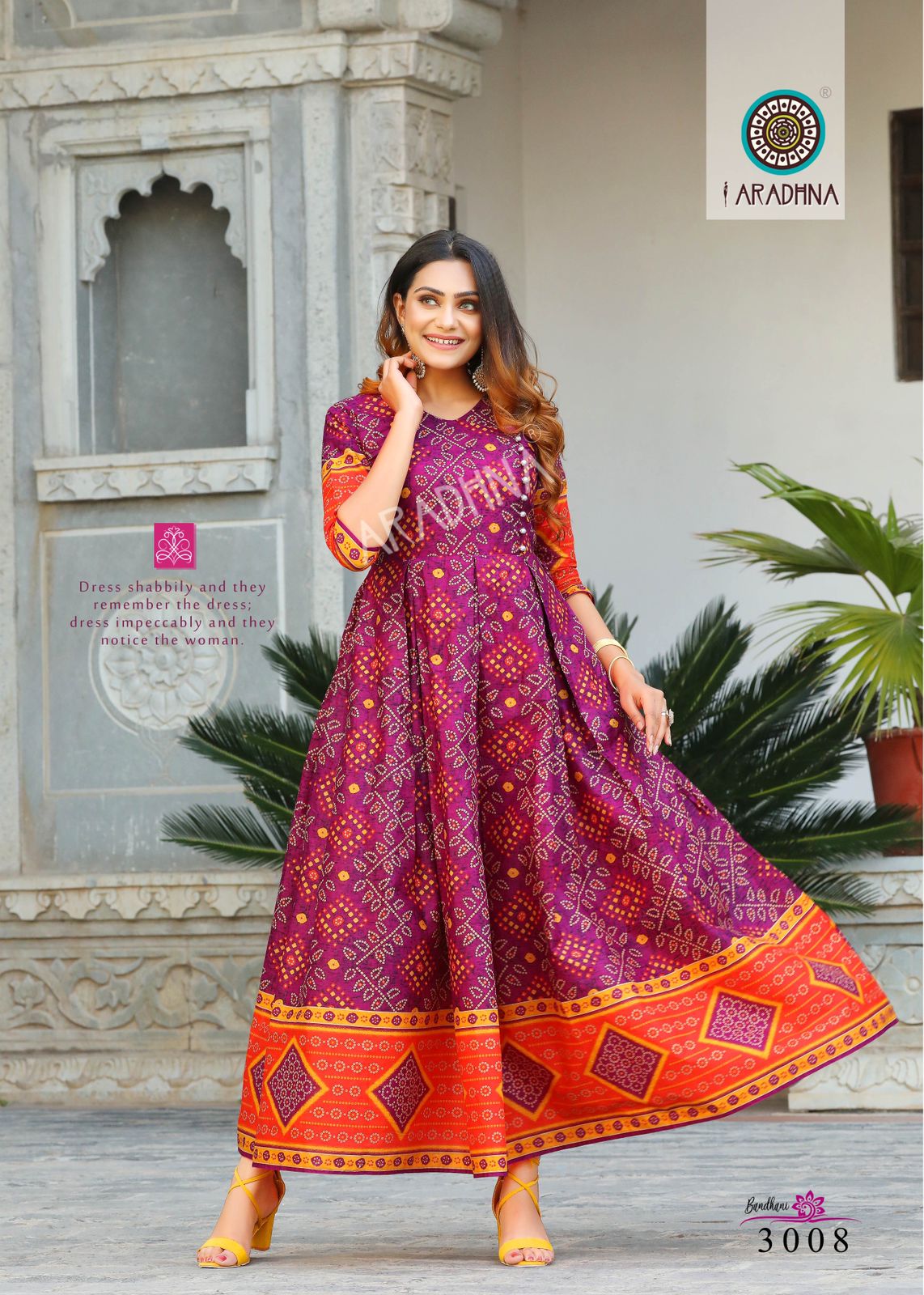 Aradhna Bandhni Vol 3 Pure Cotton Anarkali Kurtis Wholesale
