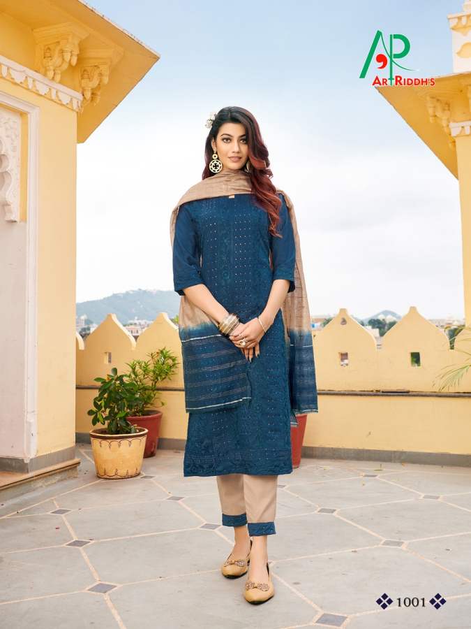Art Riddhs Ferin Festive Wear Ready Made Kurti Bottom With Duptta Catalog