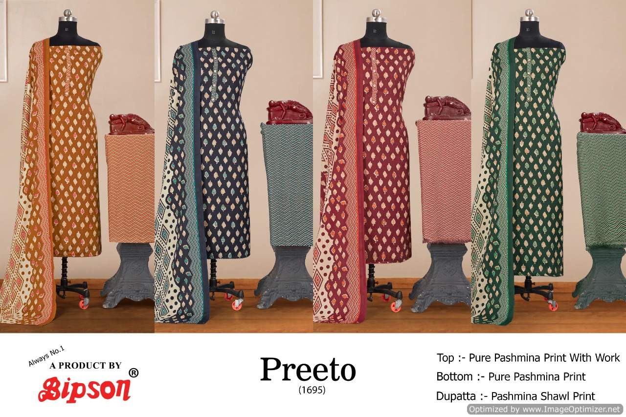 Bipson Preeto 1695 Winter Wear Printed Pashmina  Buy Pashmina Dress Material Catalog