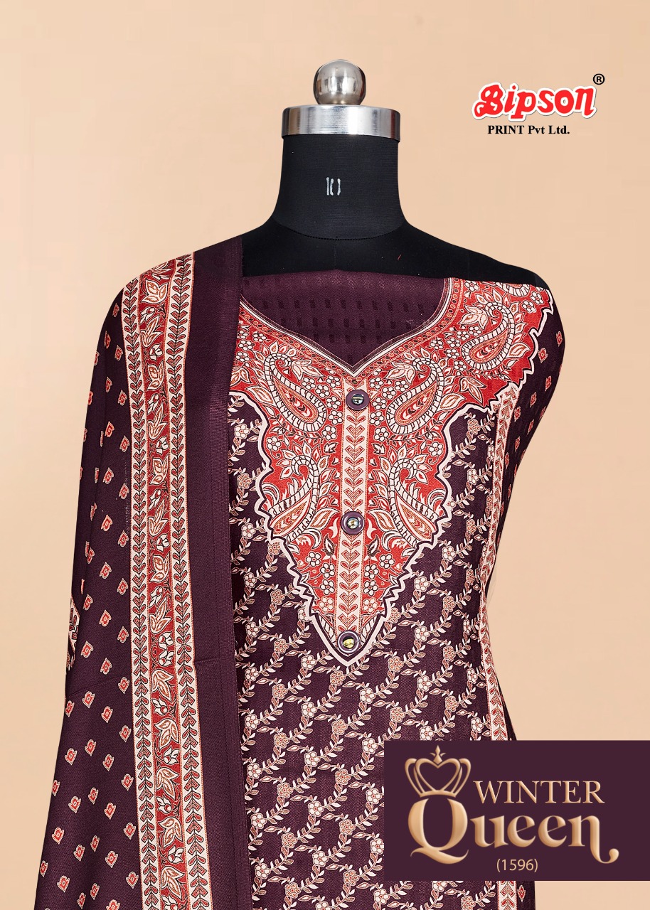 Bipson  Winter Queen 1596  Wolleen Pashmina  Dress Material Catalog