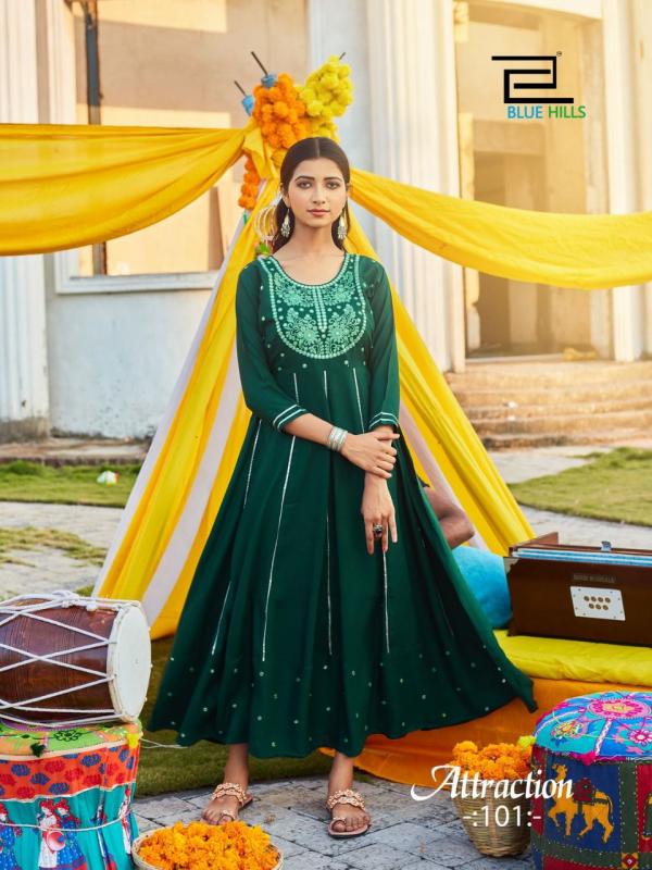 Blue Hills Attraction Vol  1 Stylist Rayon Anarkali Style Kurti Catalog