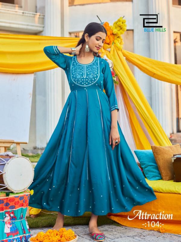 Blue Hills Attraction Vol  1 Stylist Rayon Anarkali Style Kurti Catalog