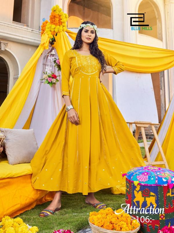 Blue Hills Attraction Vol  1 Stylist Rayon Anarkali Style Kurti Catalog