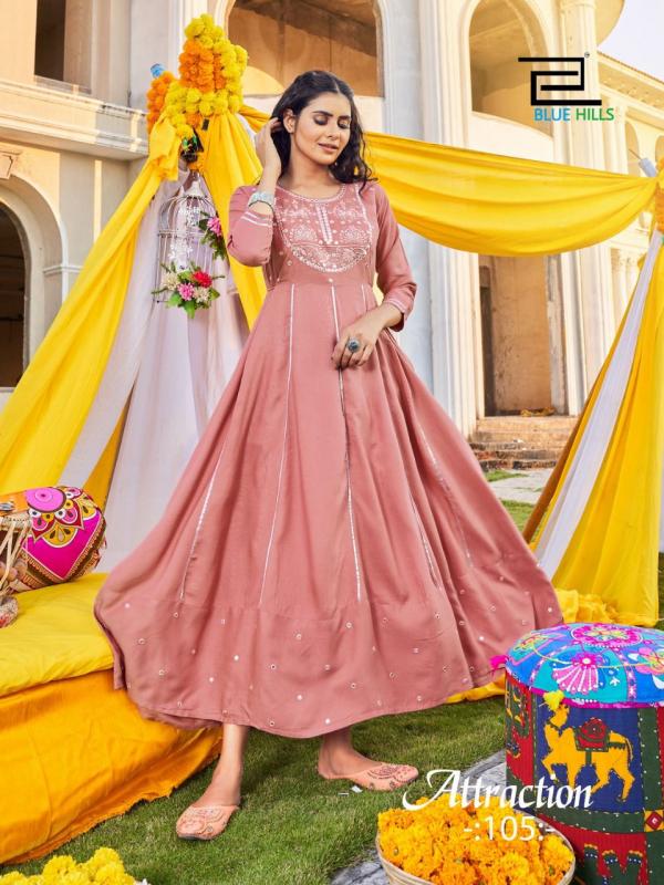 Blue Hills Attraction Vol  1 Stylist Rayon Anarkali Style Kurti Catalog