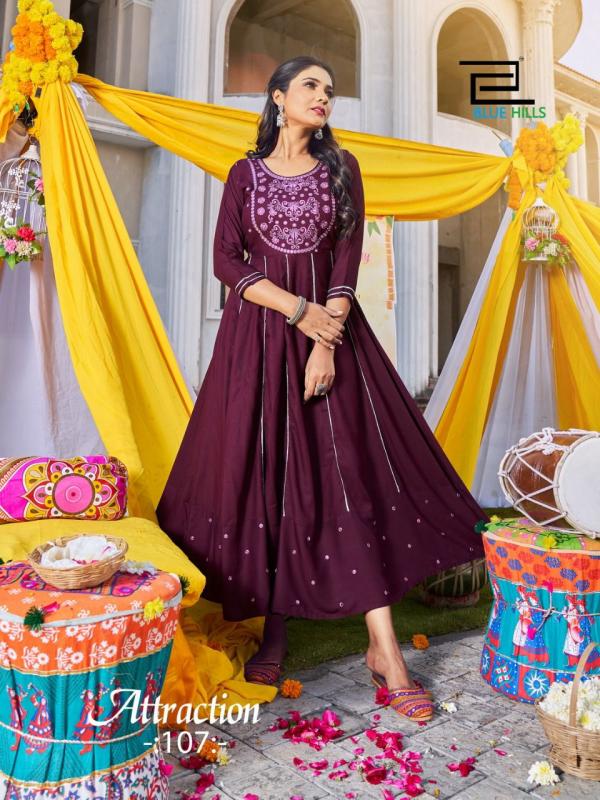 Blue Hills Attraction Vol  1 Stylist Rayon Anarkali Style Kurti Catalog