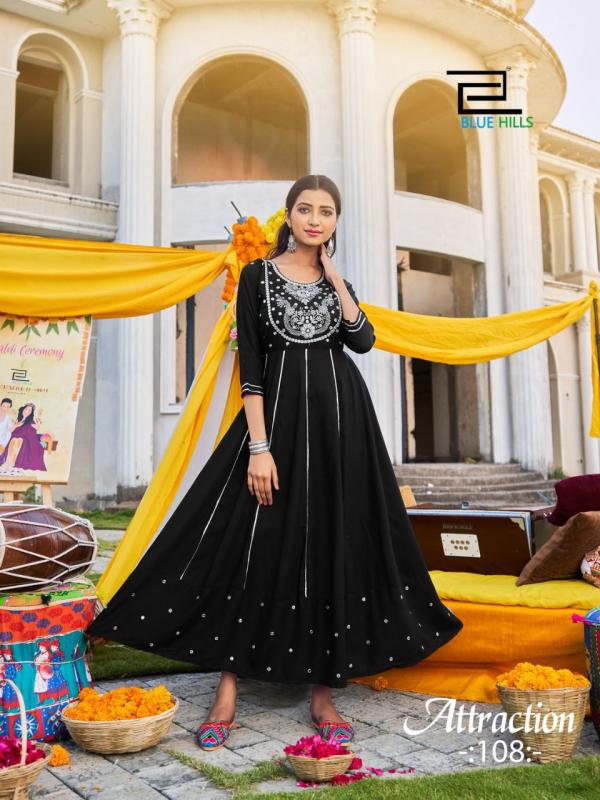 Blue Hills Attraction Vol  1 Stylist Rayon Anarkali Style Kurti Catalog