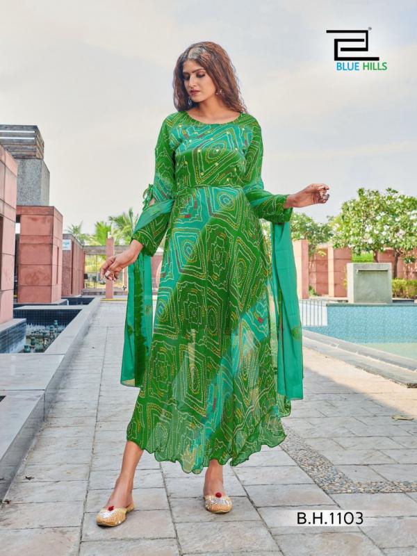 Blue Hills Bandhani Special  Vol 1  Festive Wear  Anarkali Kurti With Dupatta