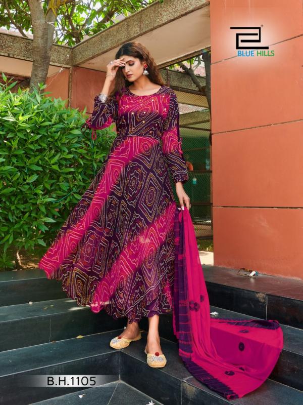Blue Hills Bandhani Special  Vol 1  Festive Wear  Anarkali Kurti With Dupatta