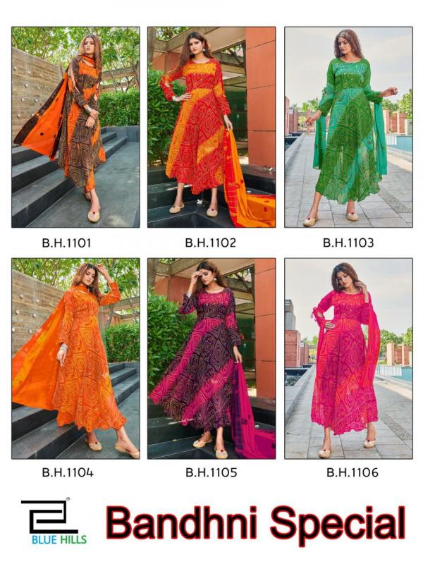 Blue Hills Bandhani Special  Vol 1  Festive Wear  Anarkali Kurti With Dupatta