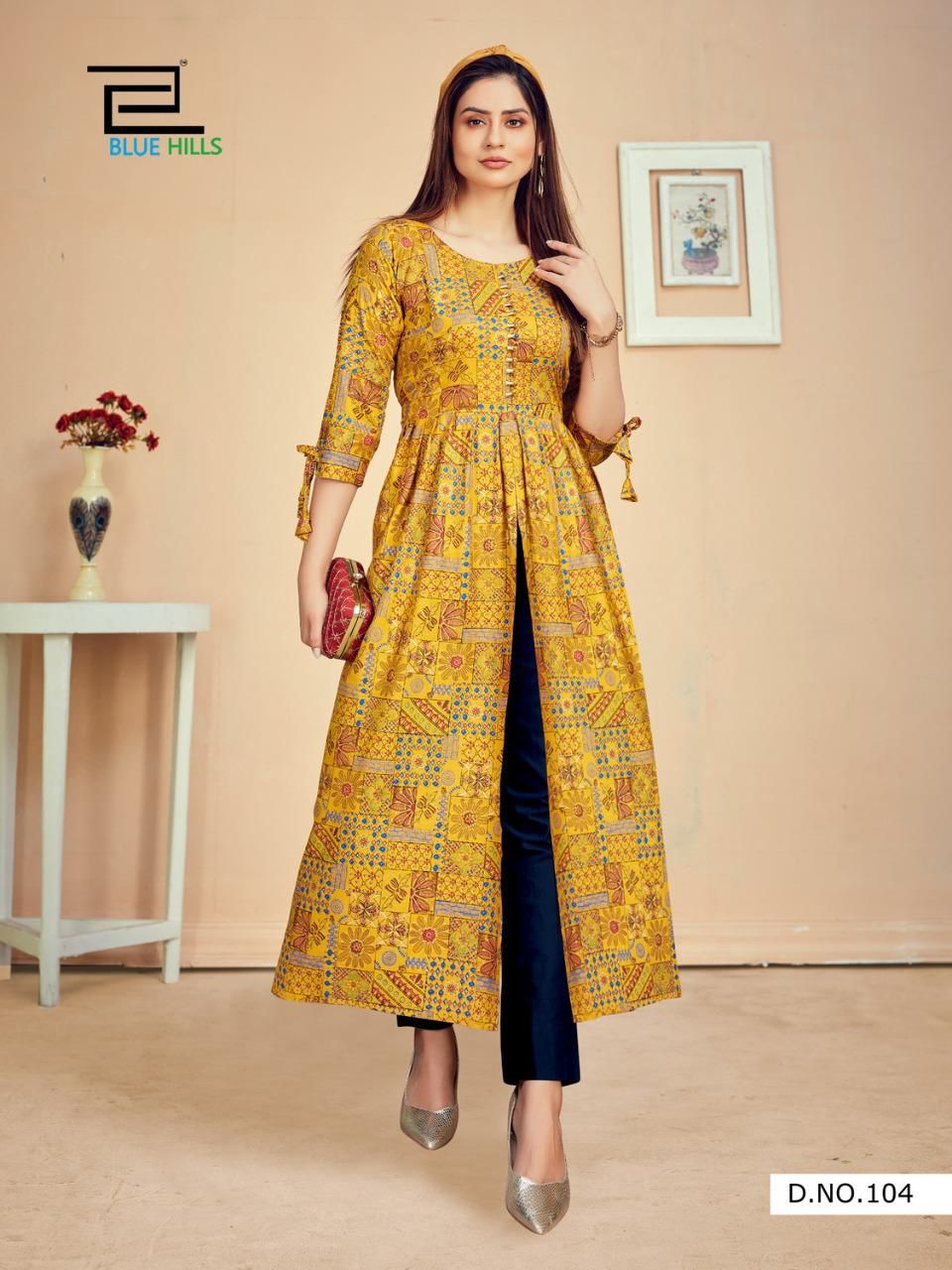 Blue Hills Calender Vol 5 Nx Rayon Desinger Long Printed Kurti Catalog