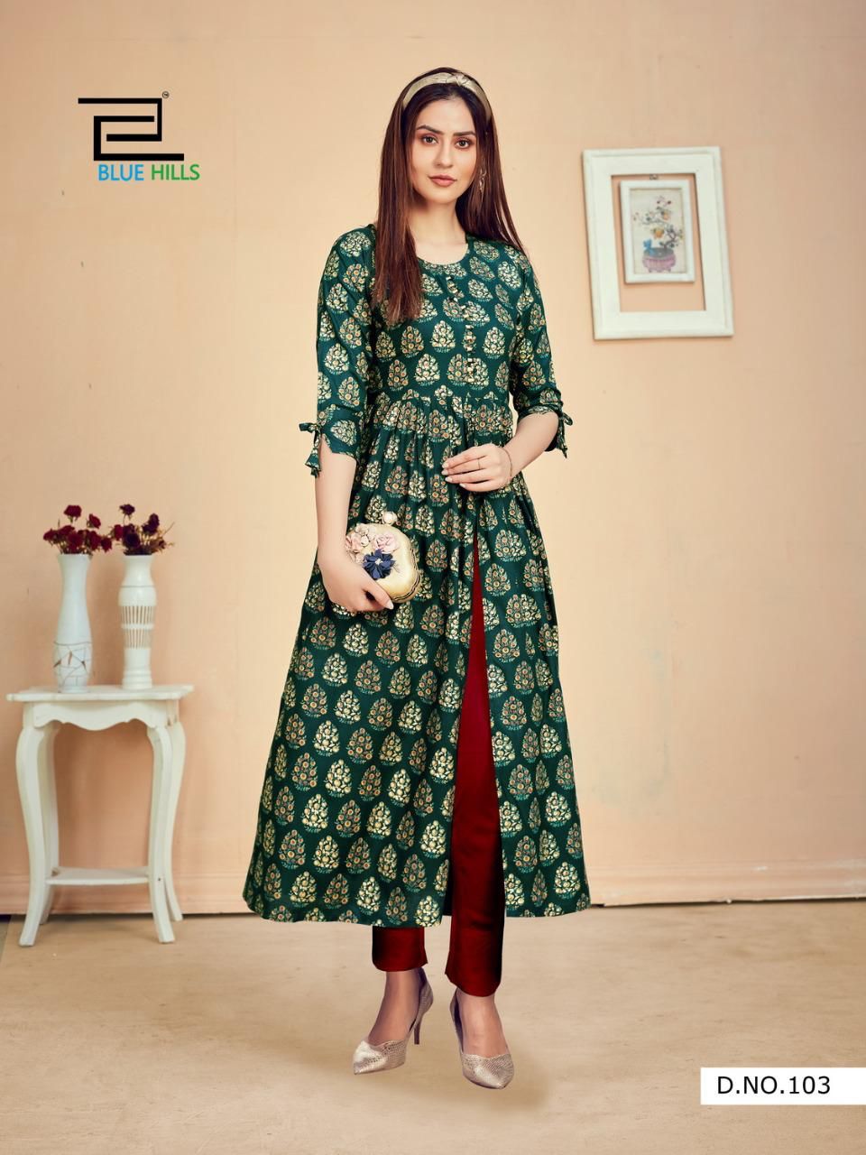 Blue Hills Calender Vol 5 Nx Rayon Desinger Long Printed Kurti Catalog