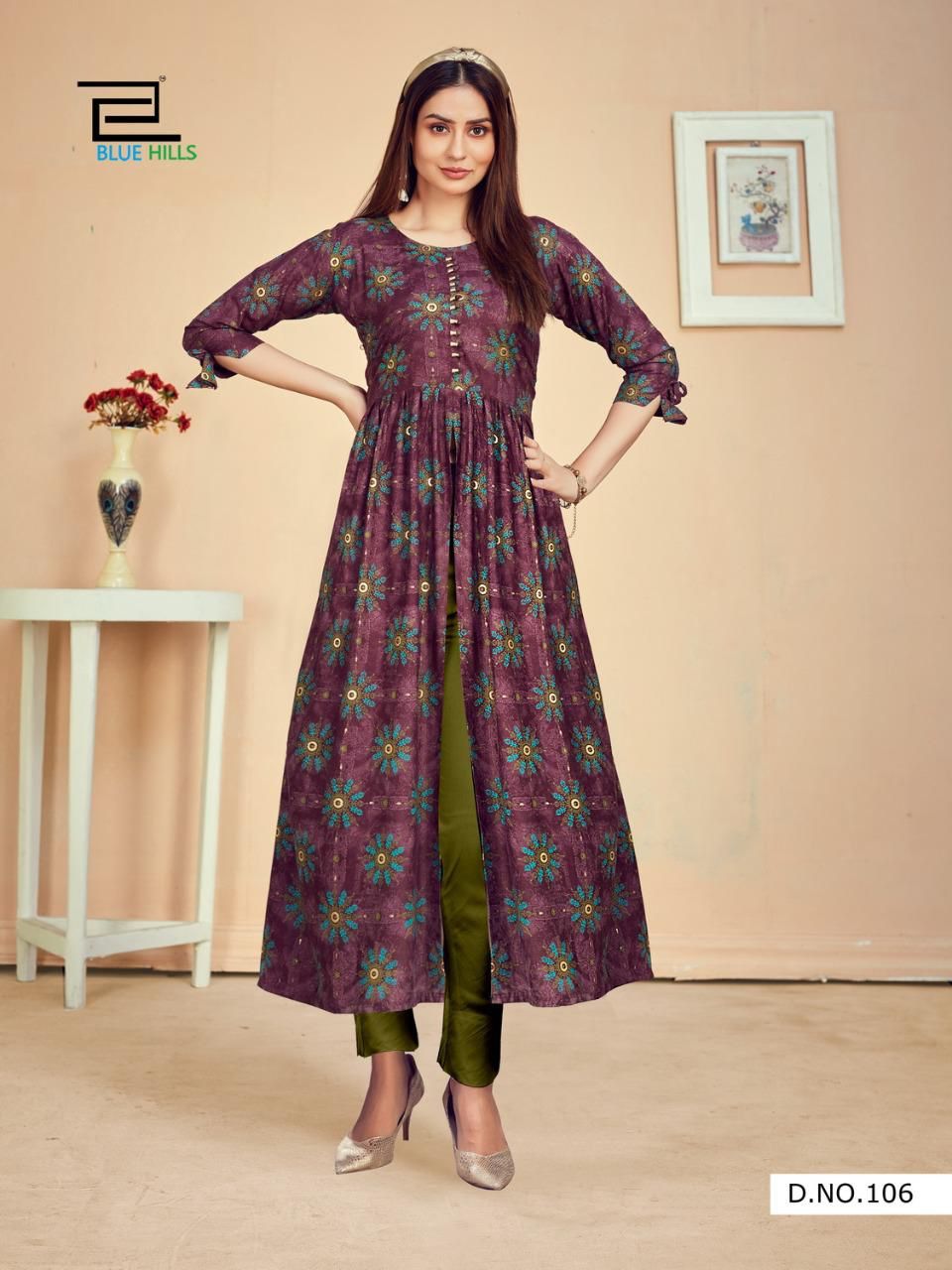 Blue Hills Calender Vol 5 Nx Rayon Desinger Long Printed Kurti Catalog