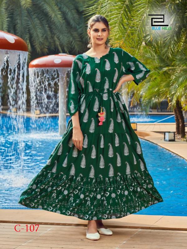 Blue Hills Chhorii Rayon Designer Long Kurti Catalog