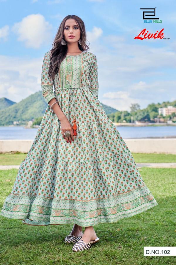 Blue Hills Livik  Vol 10 Nx Designer Cotton Long Kurti Catalog