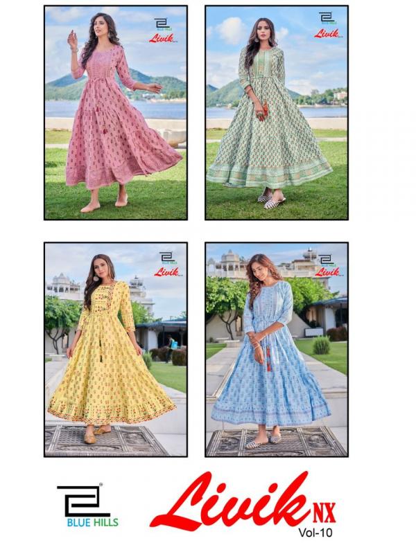 Blue Hills Livik  Vol 10 Nx Designer Cotton Long Kurti Catalog
