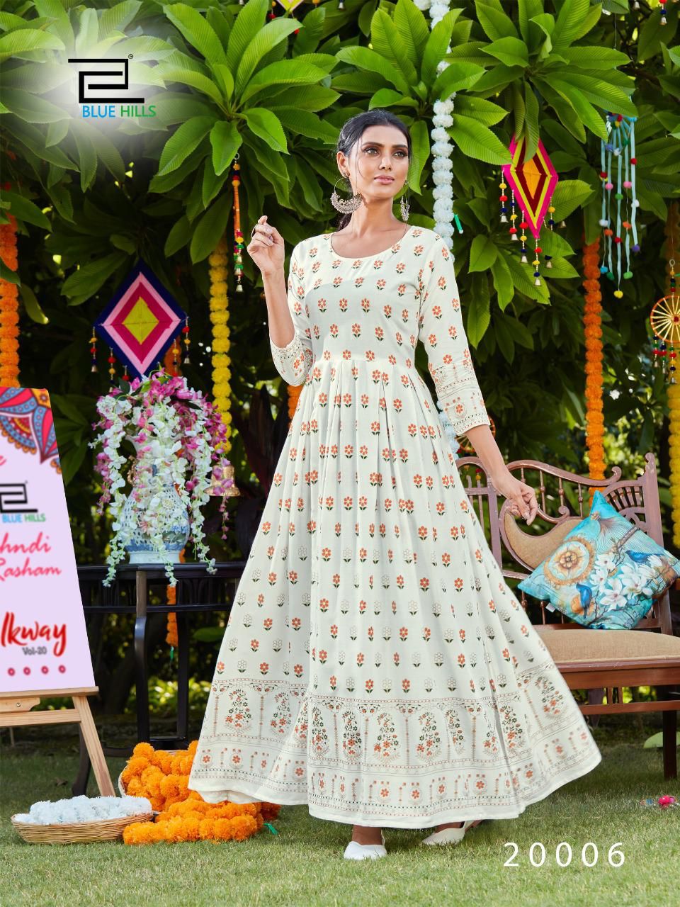 Blue Hills Walkway Vol 20  Long Gown Kurti Design Catalog